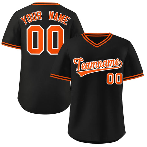 Custom Black Orange Classic Style Outdoor Authentic Pullover Baseball Jersey