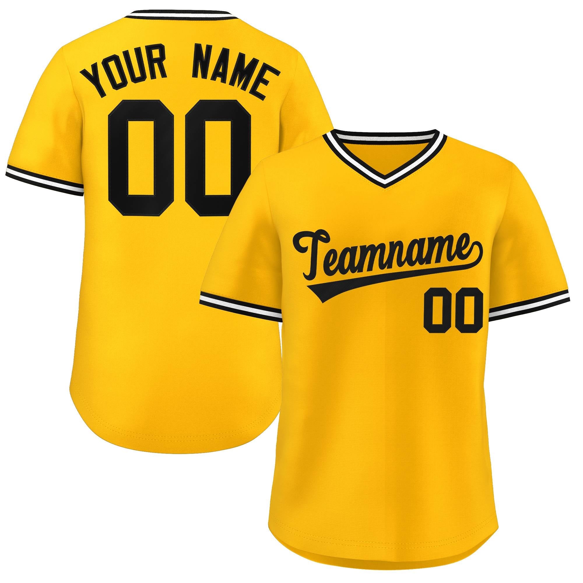 Maillot de baseball authentique, personnalisé, jaune et blanc, style classique, pour l'extérieur, pull-over, personnalisé