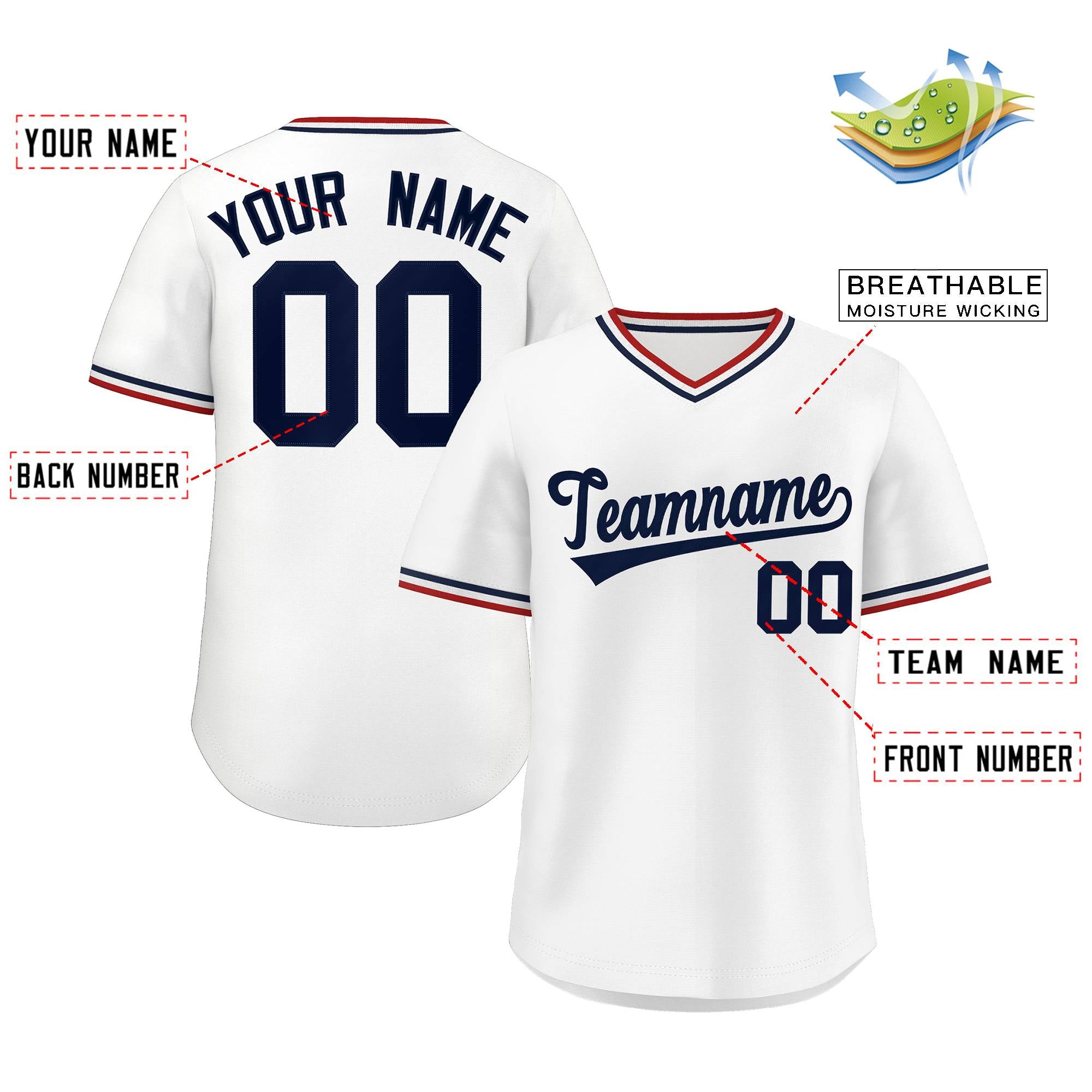 Maillot de baseball authentique, style classique, blanc, personnalisé, pour l'extérieur, pull-over authentique