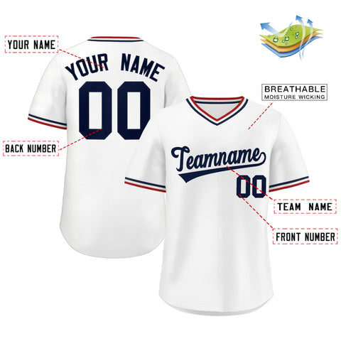 Custom White Classic Style Outdoor Authentic Pullover Baseball Jersey