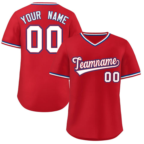 Custom Red White Classic Style Outdoor Authentic Pullover Baseball Jersey