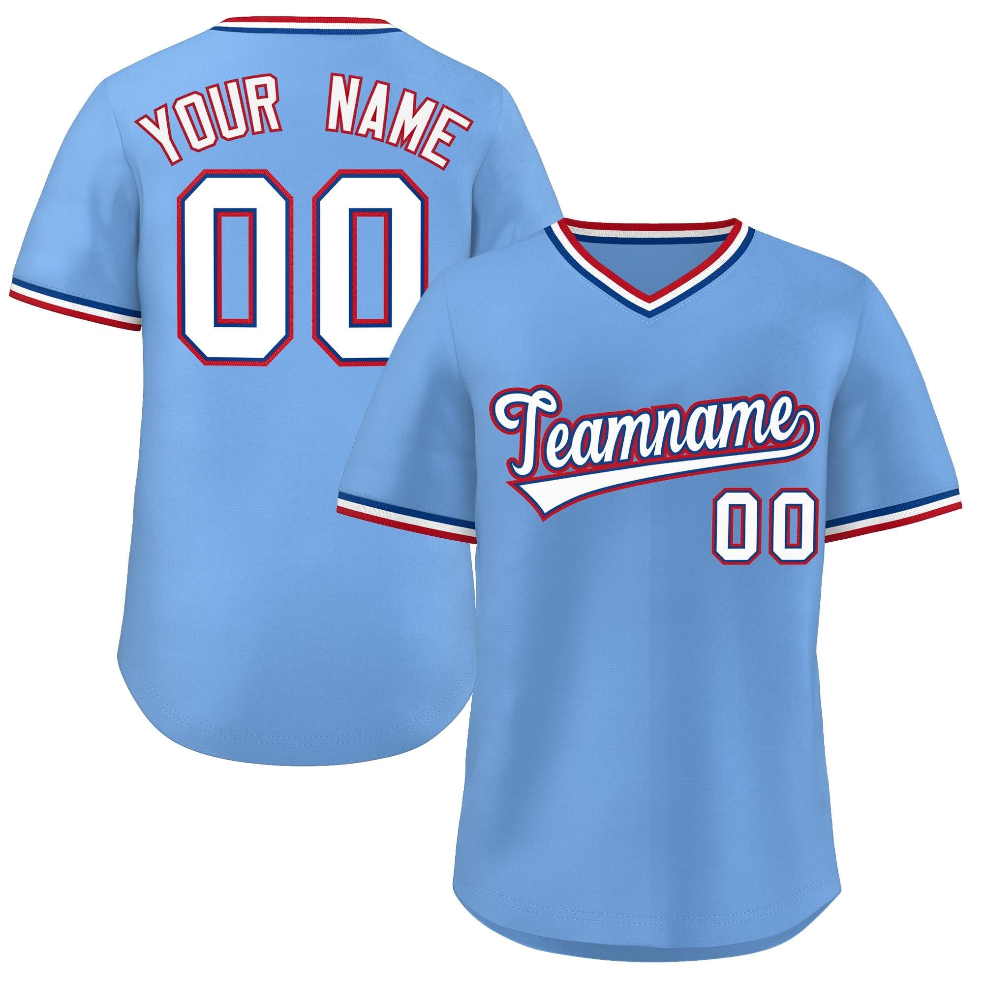 Maillot de baseball personnalisé, bleu clair, blanc, Style classique, pull authentique pour l'extérieur