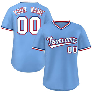 Maillot de baseball personnalisé, bleu clair, blanc, Style classique, pull authentique pour l'extérieur