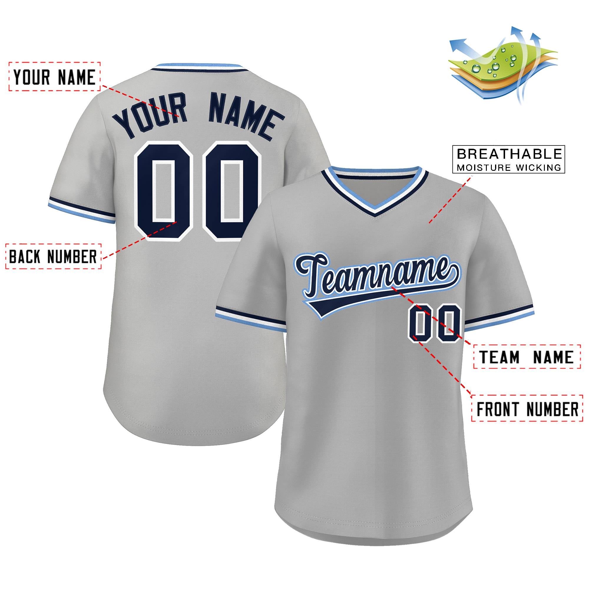 Custom Gray Royal Classic Style Outdoor Authentic Pullover Baseball Jersey