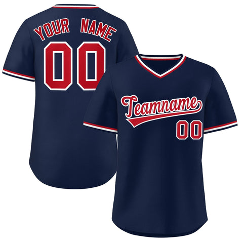 Custom Navy Red Classic Style Outdoor Authentic Pullover Baseball Jersey