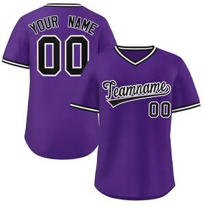 Maillot de baseball authentique pour l'extérieur, style classique violet personnalisé