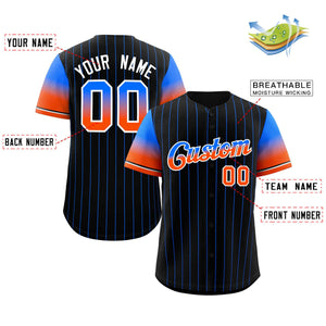 Custom Black Royal Orange-White Stripe Font Gradient Fashion Authentic Baseball Jersey