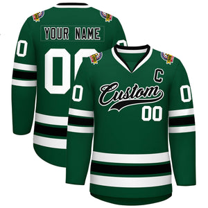 Maillot de hockey de style classique vert noir-blanc personnalisé