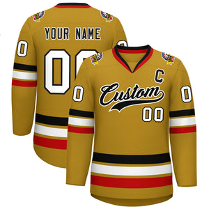 Maillot de hockey de style classique personnalisé Old Gold noir-blanc