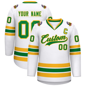 Maillot de hockey de style classique Kelly vert-or blanc personnalisé