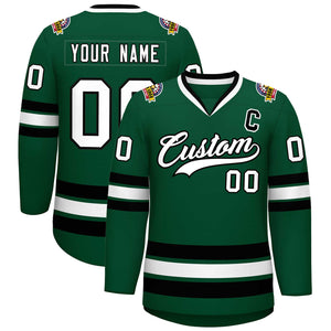 Maillot de hockey de style classique vert blanc-noir personnalisé