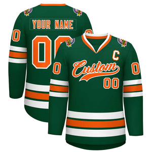 Maillot de hockey de style classique vert orange-blanc personnalisé