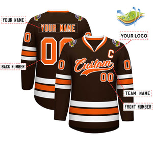 Maillot de hockey de style classique marron orange-blanc personnalisé