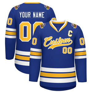 Custom Royal Gold-White Classic Style Hockey Jersey