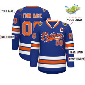 Maillot de hockey personnalisé de style classique Royal Orange Royal-White