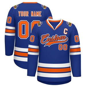 Maillot de hockey personnalisé de style classique Royal Orange Royal-White