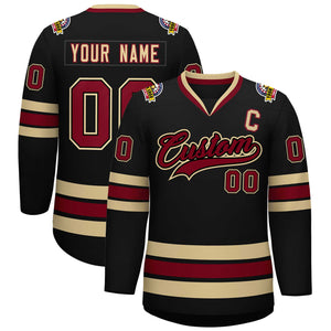 Custom Black Crimson-Black Classic Style Hockey Jersey