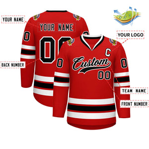 Custom Red Black-White Classic Style Hockey Jersey