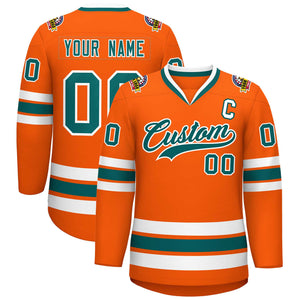 Maillot de hockey de style classique orange Aqua-White personnalisé