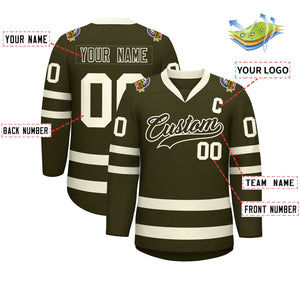 Custom Olive Olive-Khaki Classic Style Hockey Jersey