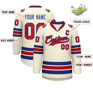 Custom Khaki Red-Royal Classic Style Hockey Jersey