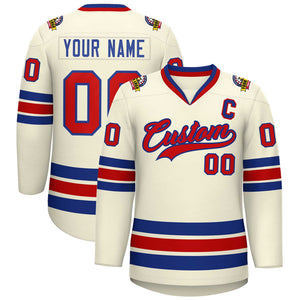 Custom Khaki Red-Royal Classic Style Hockey Jersey