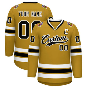 Custom Old Gold Black-White Classic Style Hockey Jersey