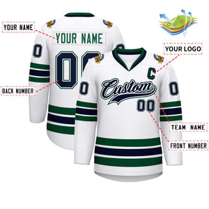 Maillot de hockey de style classique blanc-vert personnalisé blanc marine