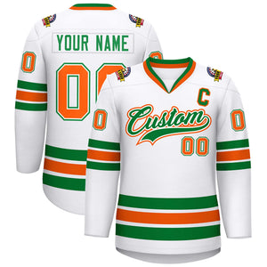 Maillot de hockey personnalisé blanc Kelly vert blanc-Orange, style classique