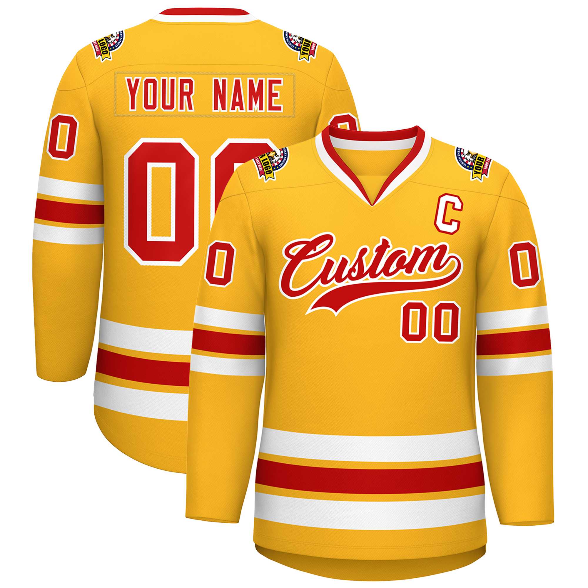 Maillot de hockey de style classique rouge-blanc personnalisé