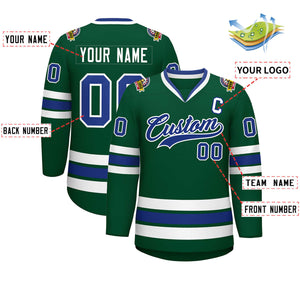 Maillot de hockey de style classique vert Royal-blanc personnalisé