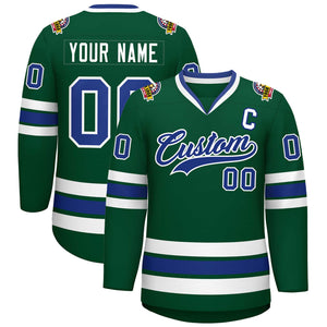 Maillot de hockey de style classique vert Royal-blanc personnalisé