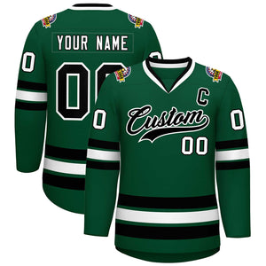 Custom Green Black-White Classic Style Hockey Jersey