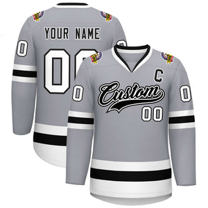 Maillot de hockey de style classique personnalisé gris noir blanc-noir