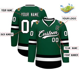 Custom Green White-Black Classic Style Hockey Jersey