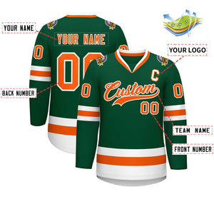 Custom Green Orange-White Classic Style Hockey Jersey