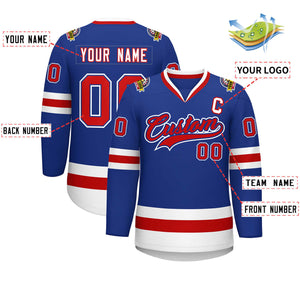 Custom Royal Red Royal-White Classic Style Hockey Jersey