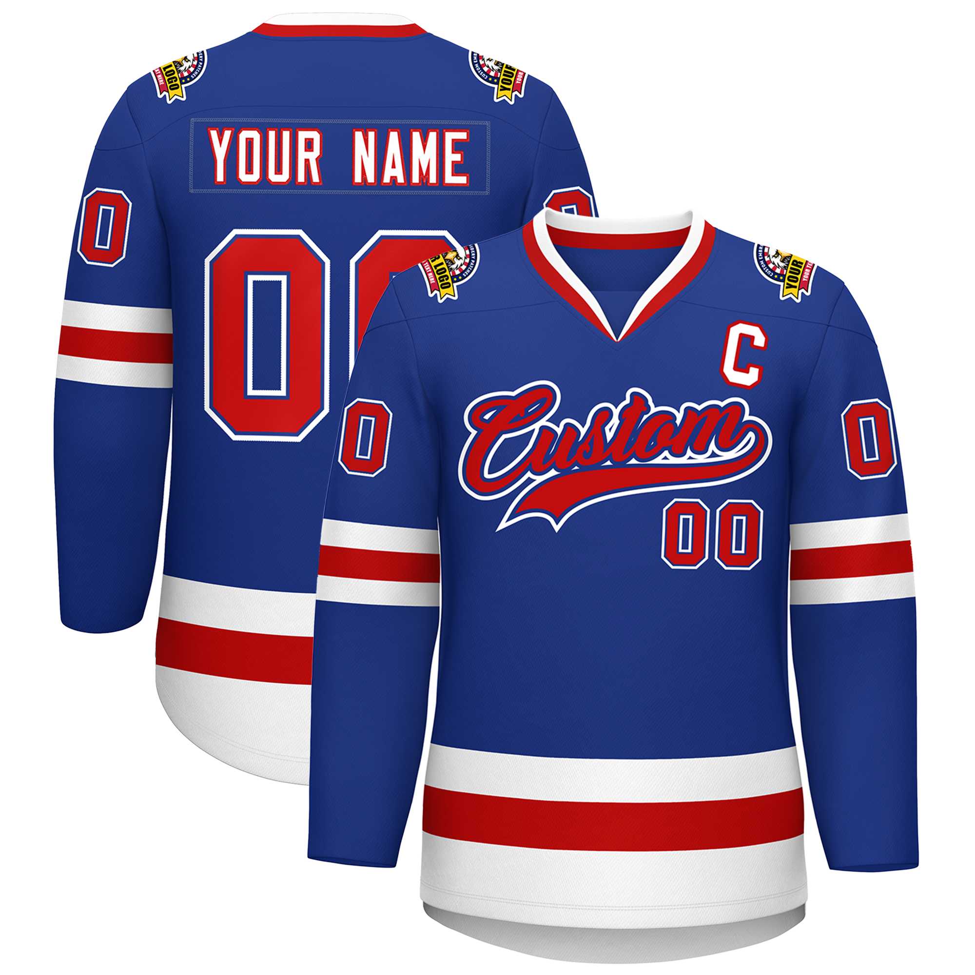 Maillot de hockey de style classique Royal Red Royal-White personnalisé