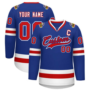 Custom Royal Red Royal-White Classic Style Hockey Jersey