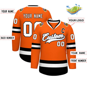 Custom Orange White Gray-Black Classic Style Hockey Jersey