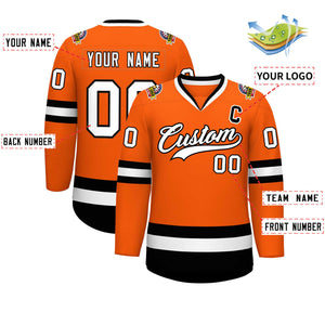 Custom Orange White-Black Classic Style Hockey Jersey