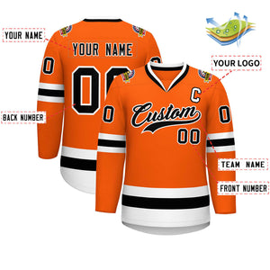 Maillot de hockey de style classique orange noir-blanc personnalisé