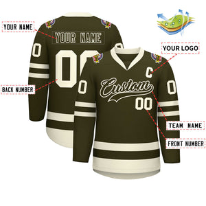 Custom Olive Olive-Khaki Classic Style Hockey Jersey