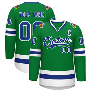 Maillot de hockey de style classique Kelly Green Royal-White personnalisé