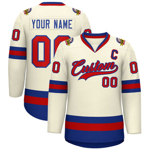 Custom Khaki Red-Royal Classic Style Hockey Jersey