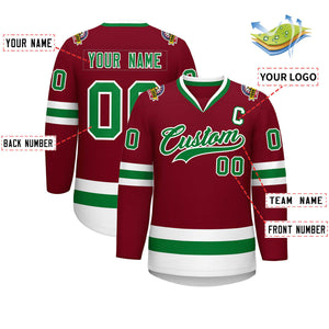 Maillot de hockey personnalisé Crimson Kelly vert-blanc de style classique