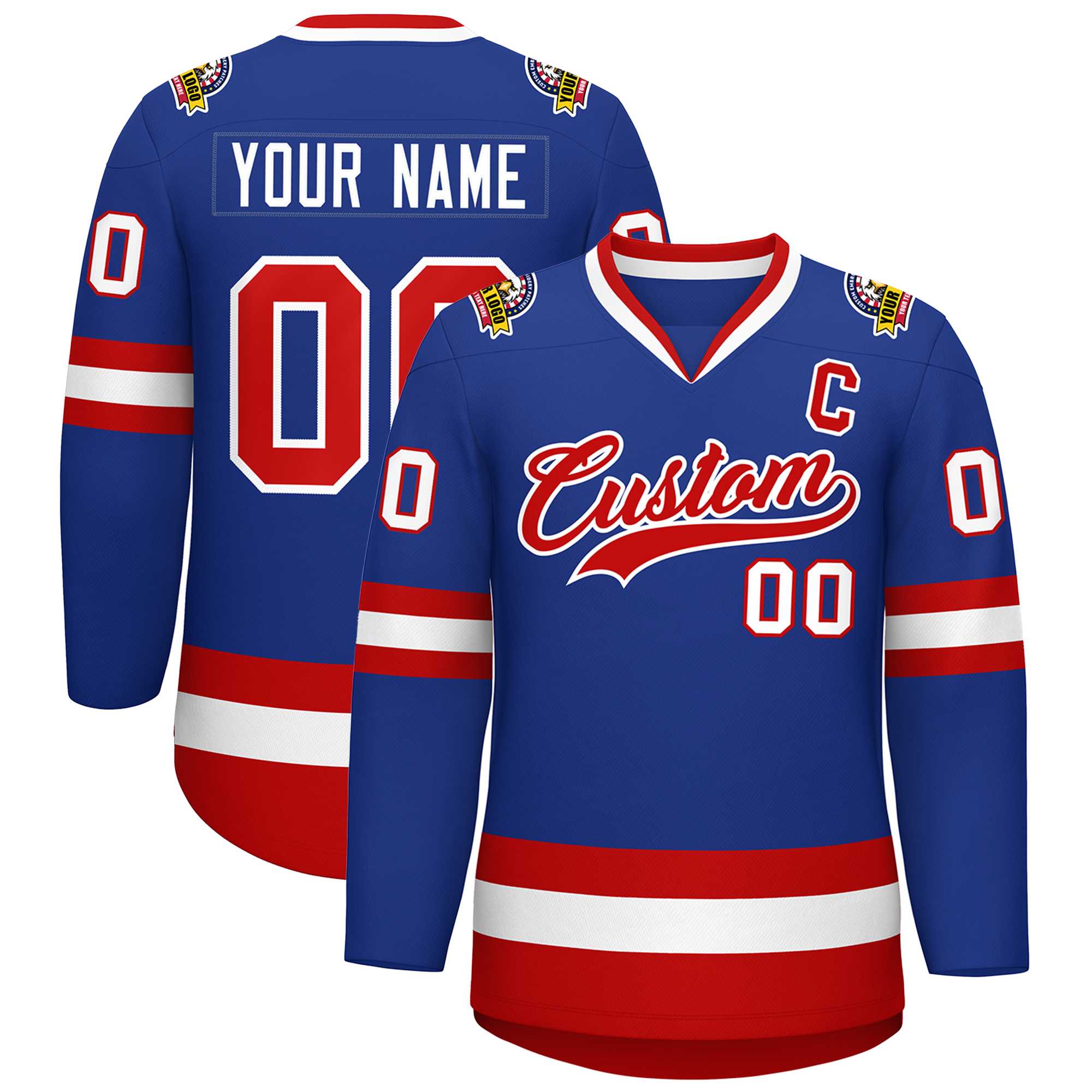 Custom Royal Red-White Classic Style Hockey Jersey