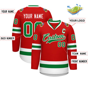 Maillot de hockey de style classique rouge Kelly vert-blanc personnalisé