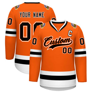 Maillot de hockey de style classique orange noir orange-blanc personnalisé