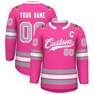 Maillot de hockey de style classique rose blanc rose-gris personnalisé